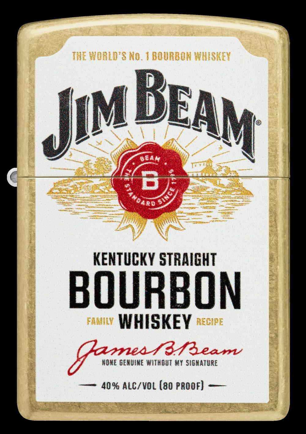 Zippo Jim Beam Label Brass Lighter, 0191693595093