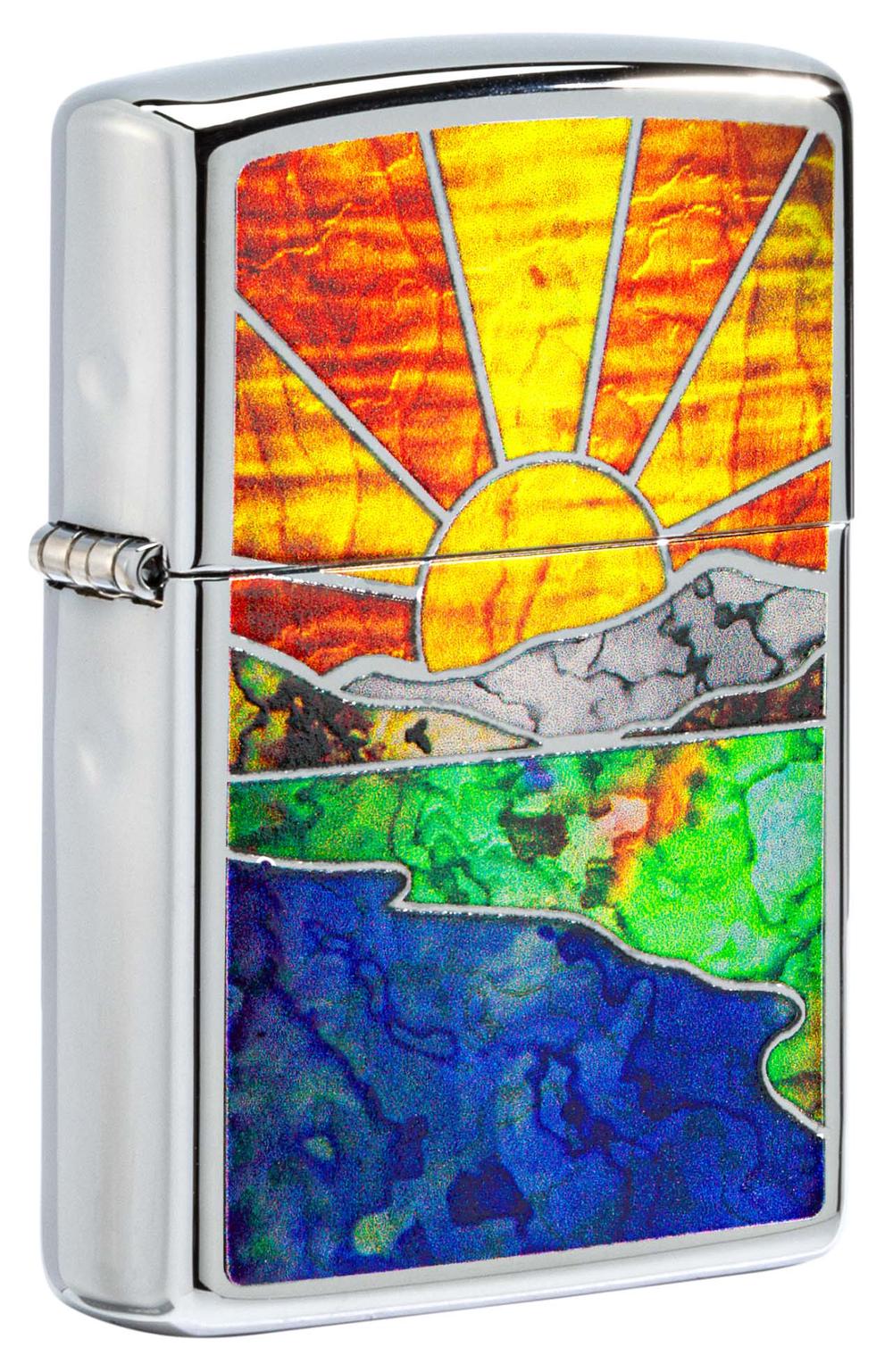 Zippo High Polished Chrome Sunset Lighter, 0191693709476