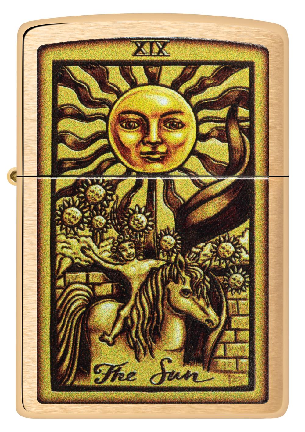 Zippo Tarot Card Brush Brass Lighter, 0191693756111