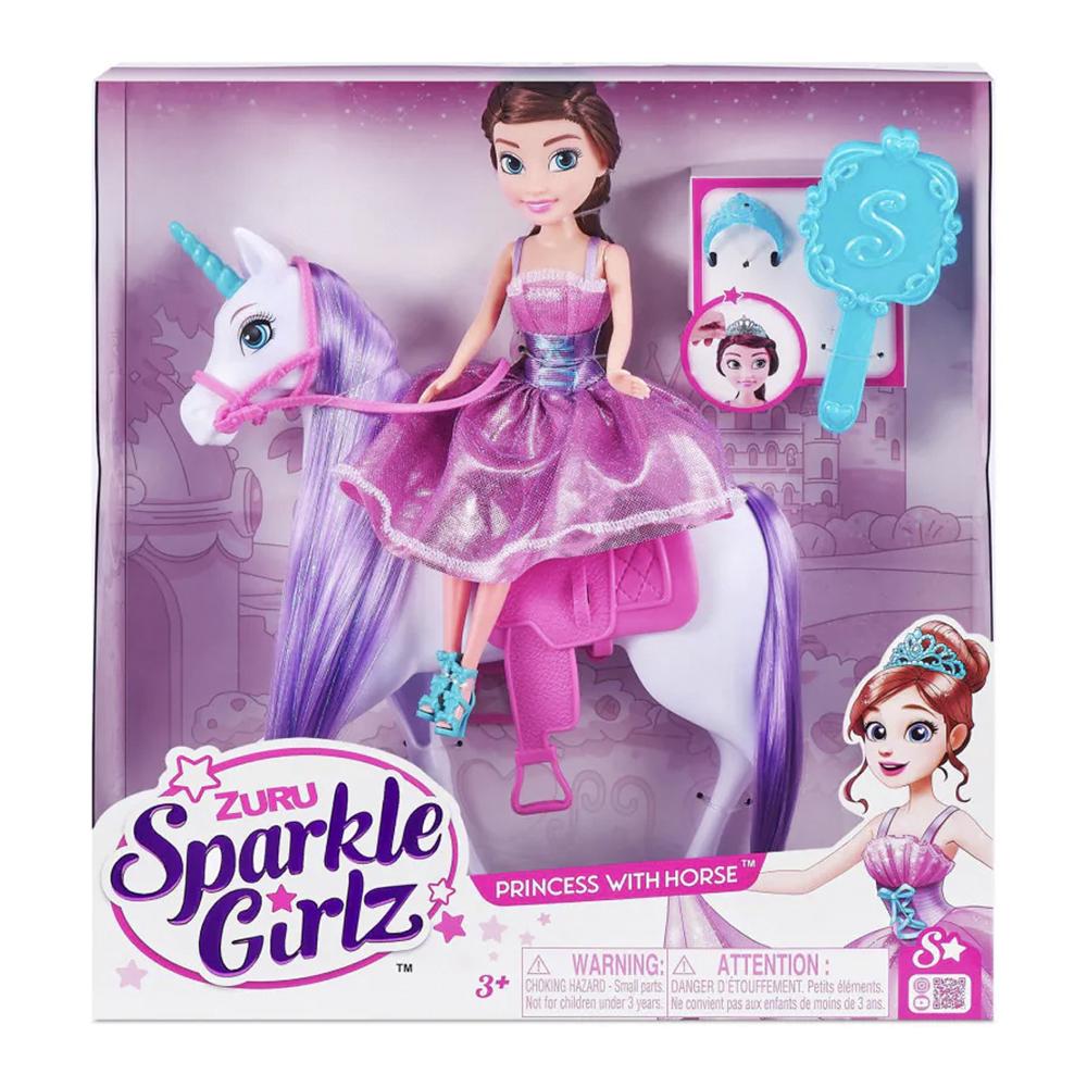 Zuru Sparkle Girlz Princess Doll with Unicorn Horse Playset, 0193052050502