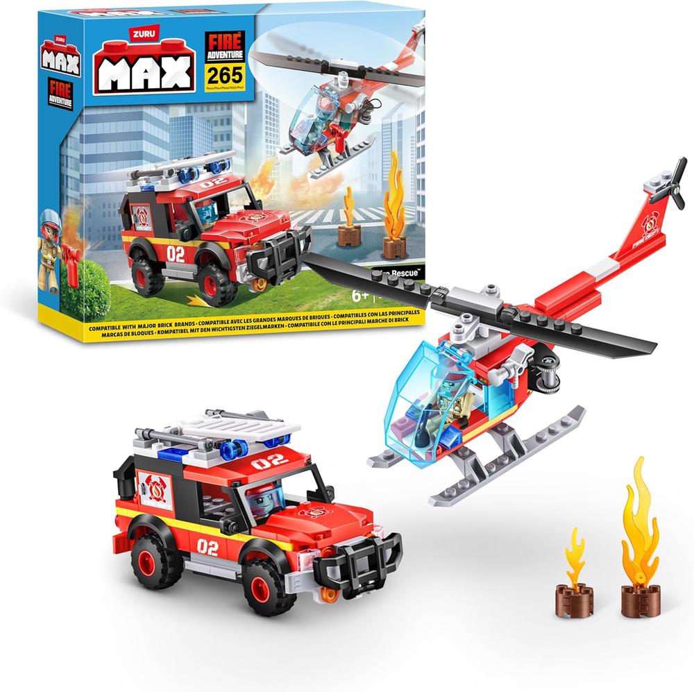 Zuru MAX Build City Fire Playset, 265 Bricks, 0193052063694