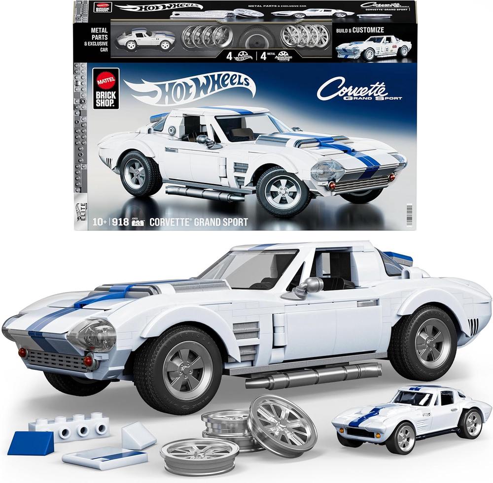 Mattel Brick Shop Hot Wheels Elite Series Corvette Grand Sport Building Kit, 918pc, 0194735320592