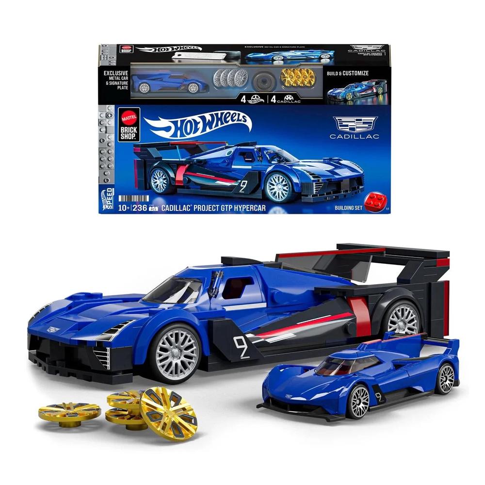 Mattel Brick Shop Hot Wheels Speed Series Cadillac Project GTP Hypercar Building Kit, 236pc, 0194735331574