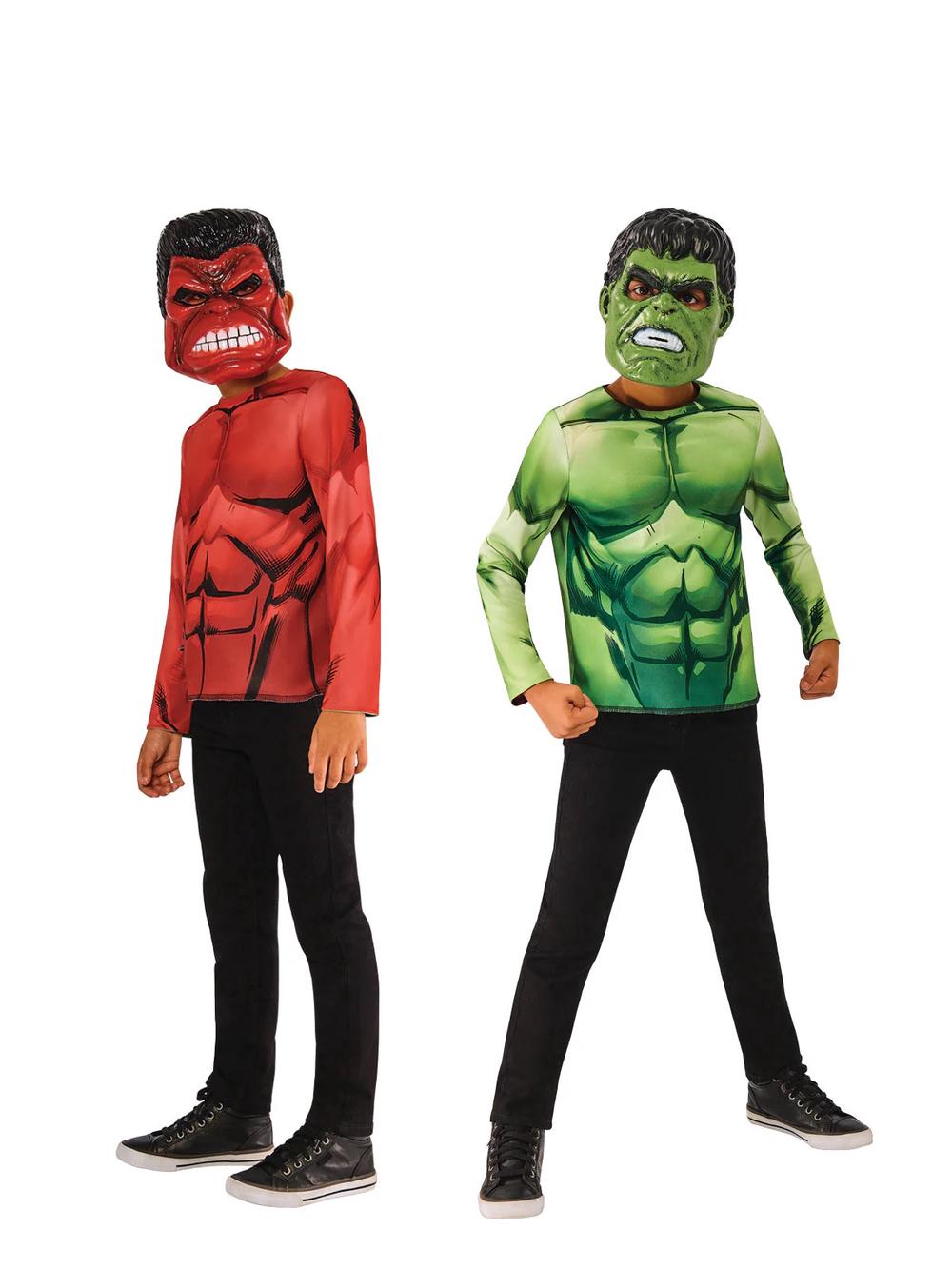 Red Hulk/Hulk Reversible Costume Top & 2 Masks - Size 6-8 Years, 0195884121108