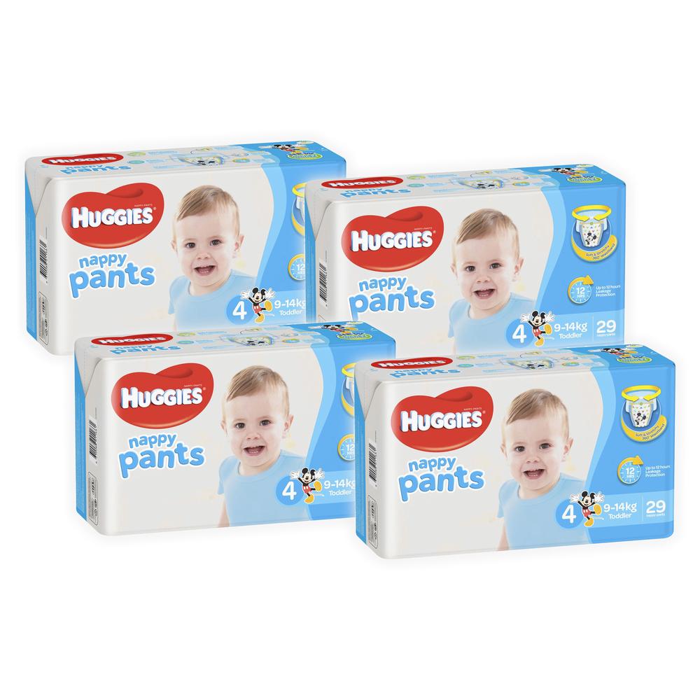 Huggies Ultra Dry Boys Nappy Pants, 116 Pack Toddler Size 4, Weight 9