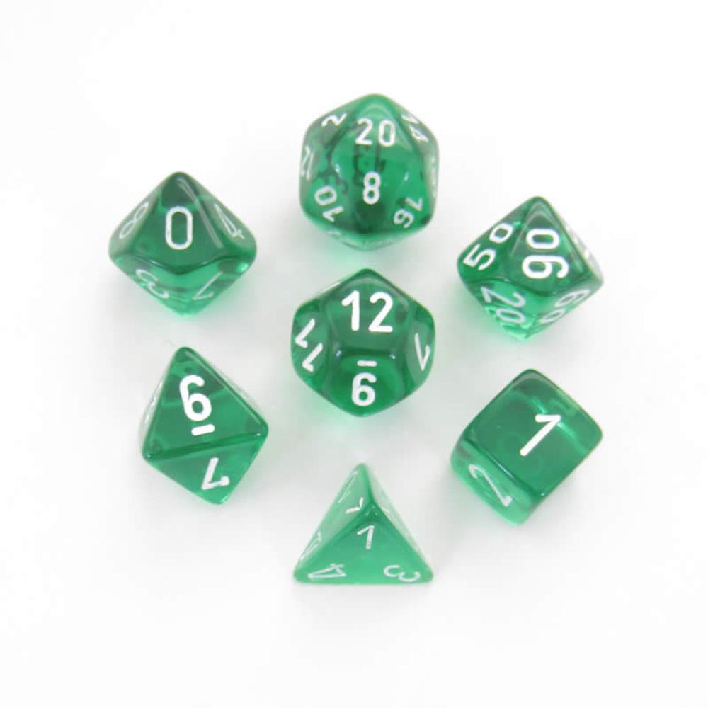 Chessex Polyhedral Dice - 7D Translucent Green/White | Buy online at ...