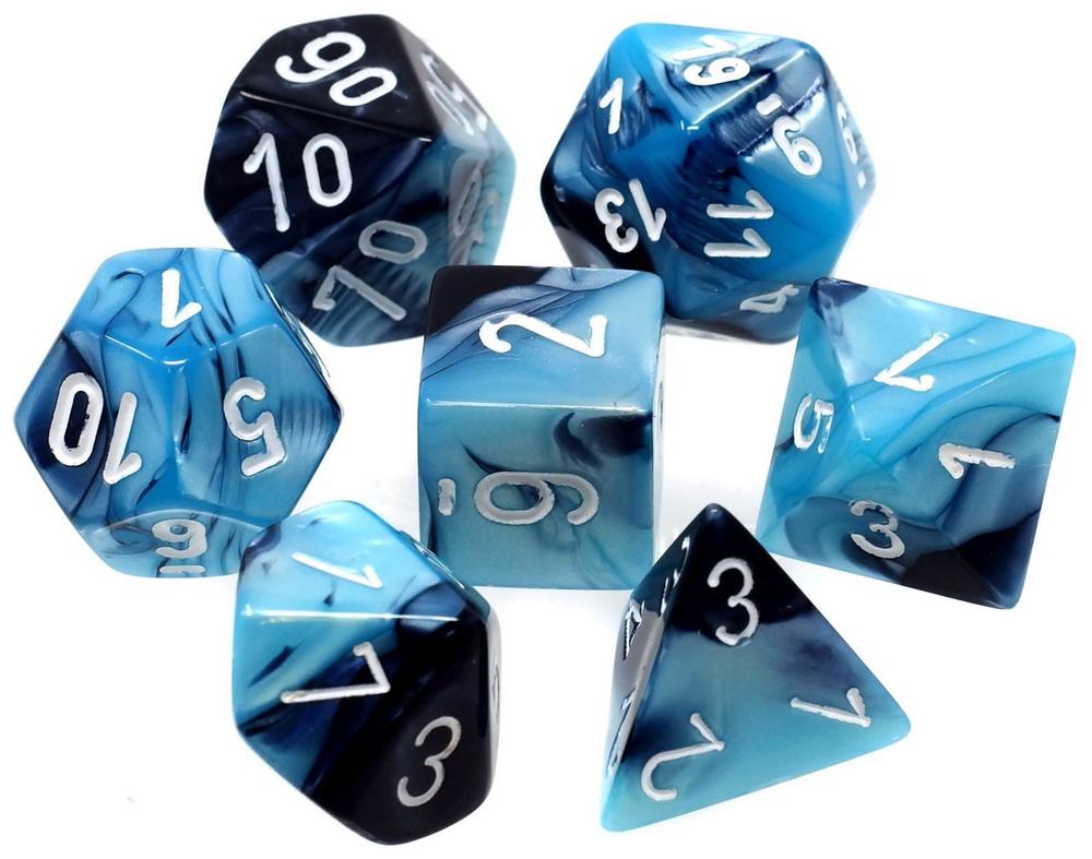 Chessex Polyhedral Dice - 7D Gemini Black-Shell/White Set, 0601982023034