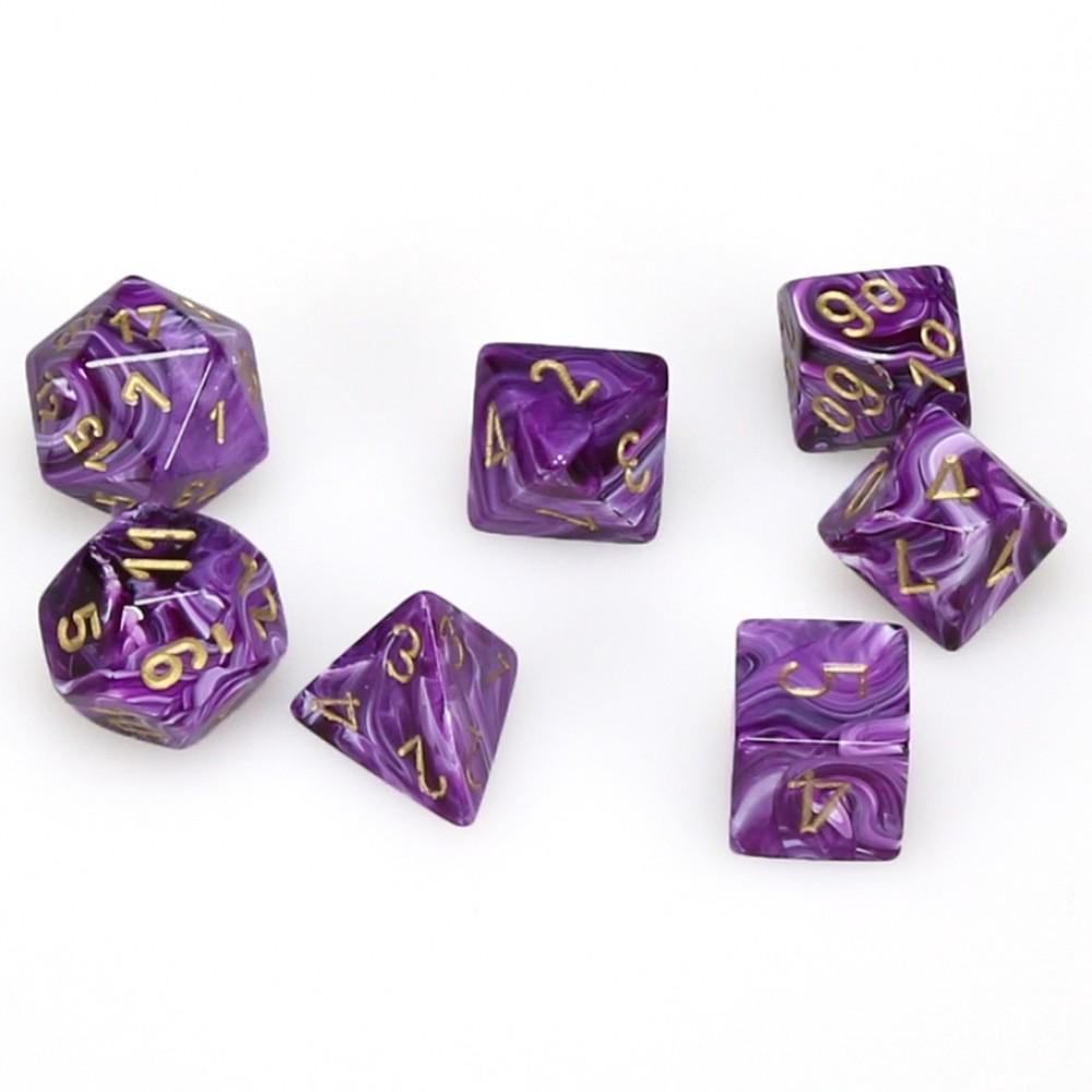 Chessex Polyhedral Dice - 7D Vortex Purple/Gold Set, 0601982024772
