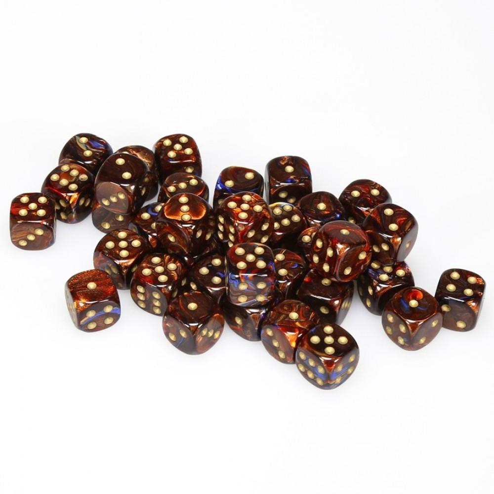 Chessex Free Shipping! 36D6 Scarab Blue/Blood/Gold Dot Dice