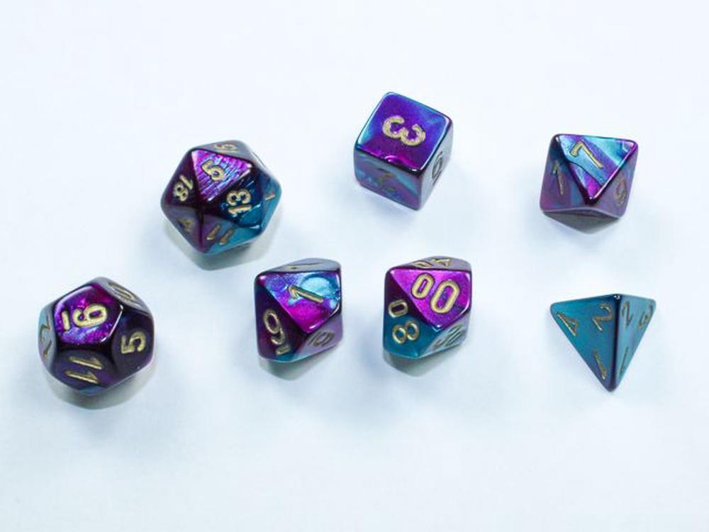 Chessex Gemini Mini 7-Die Set (Purple-Teal/Gold), 0601982037475