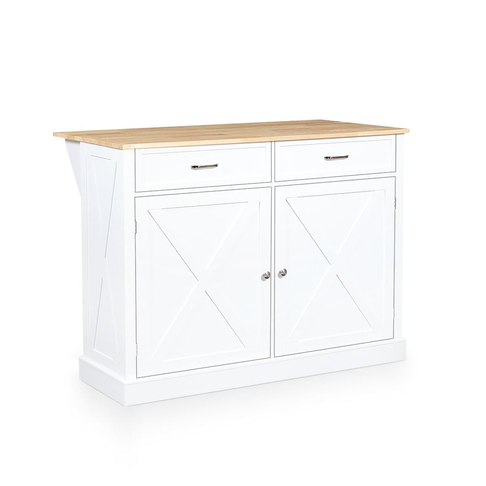 HelloFurniture Norman Kitchen Bar Island On Wheels (White) by HelloFurniture - ISBN: 0616050688145