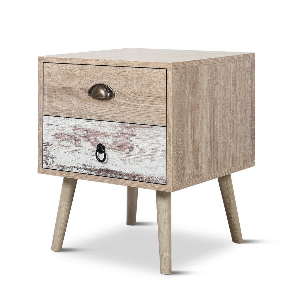 HelloFurniture Luka Bedside Table, 2 Drawer (White Washed and Oak) by HelloFurniture - ISBN: 0616050688183