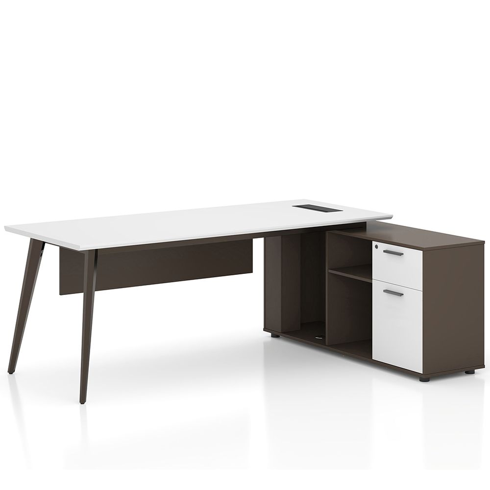 HelloFurniture Esma L-shaped Executive Desk (White and Grey) - 2m by HelloFurniture - ISBN: 0616050688923