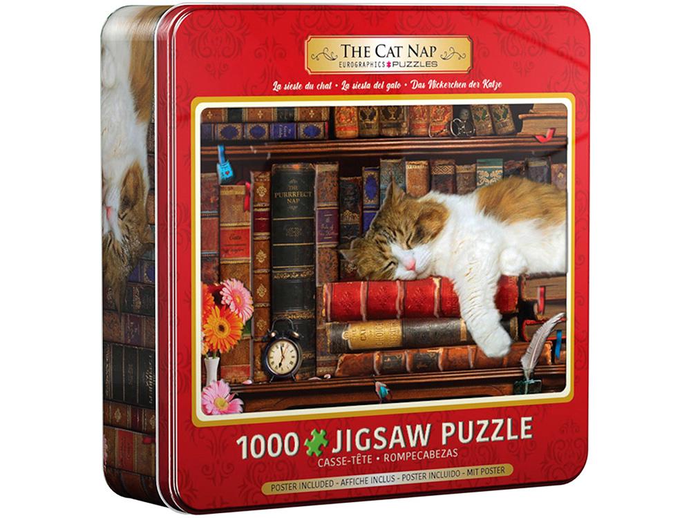 EuroGraphics Cat Nap in Tin Jigsaw Puzzle, 1000 Piece, 0628136055451