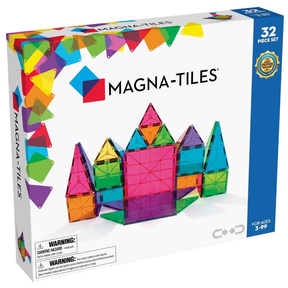 Magna Tiles Clear Colors Set, 32 Piece, 0631291021322