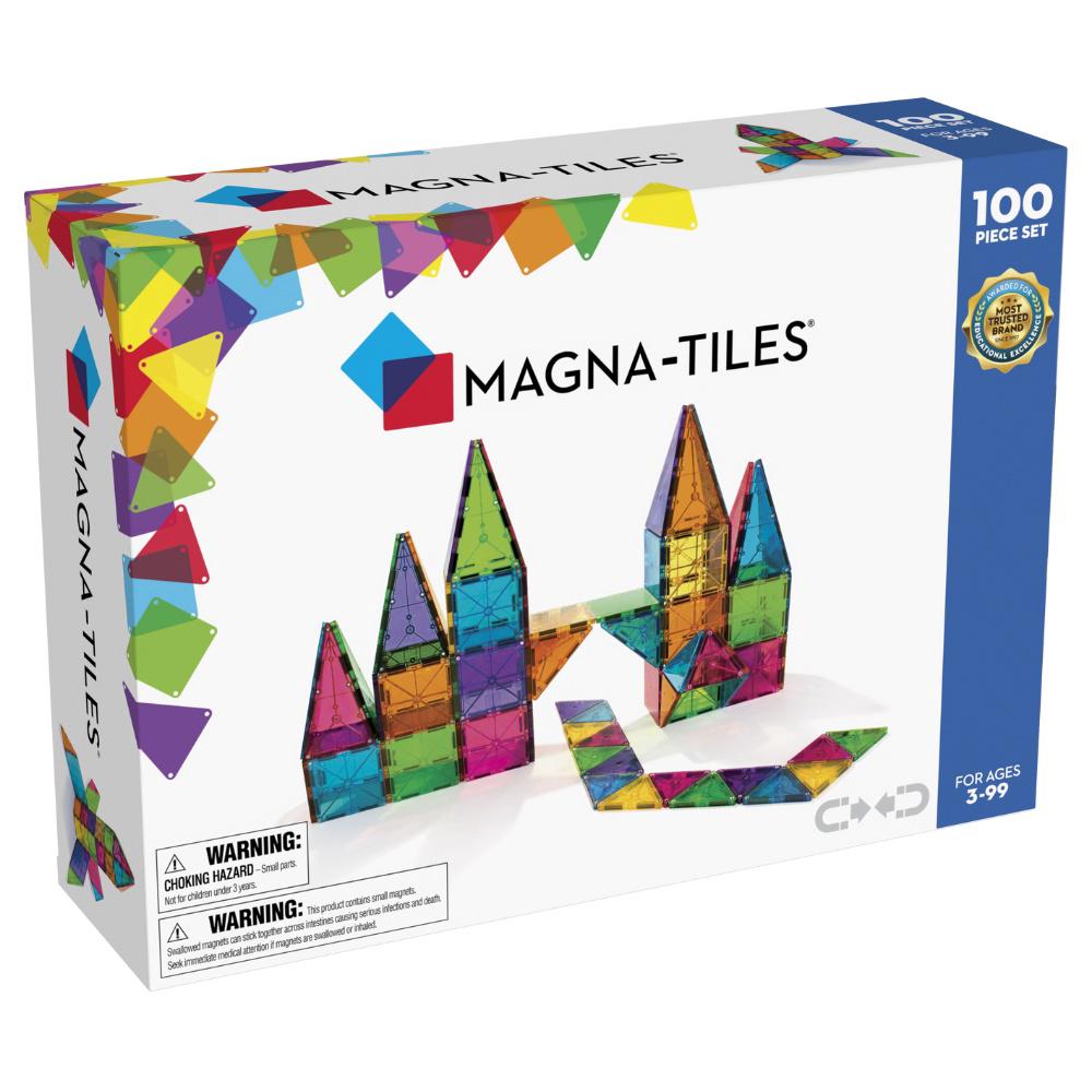 Magna Tiles Clear Colors Set, 100 Piece, 0631291043003