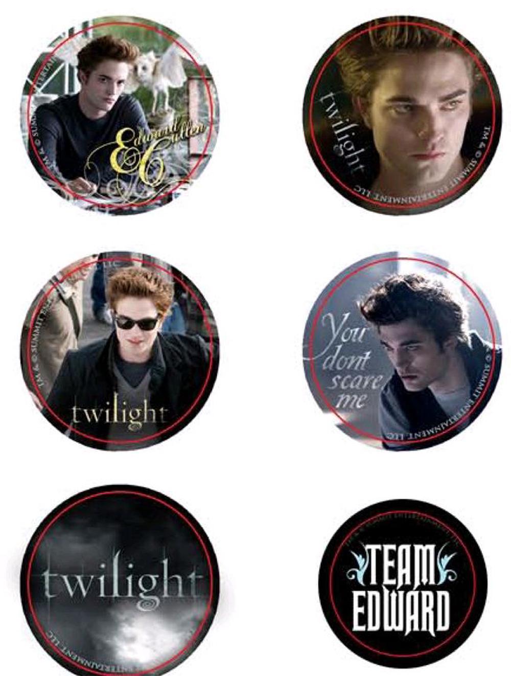 NECA Twilight - Pin Set of 6 Style D Team Edward, 0634482202005