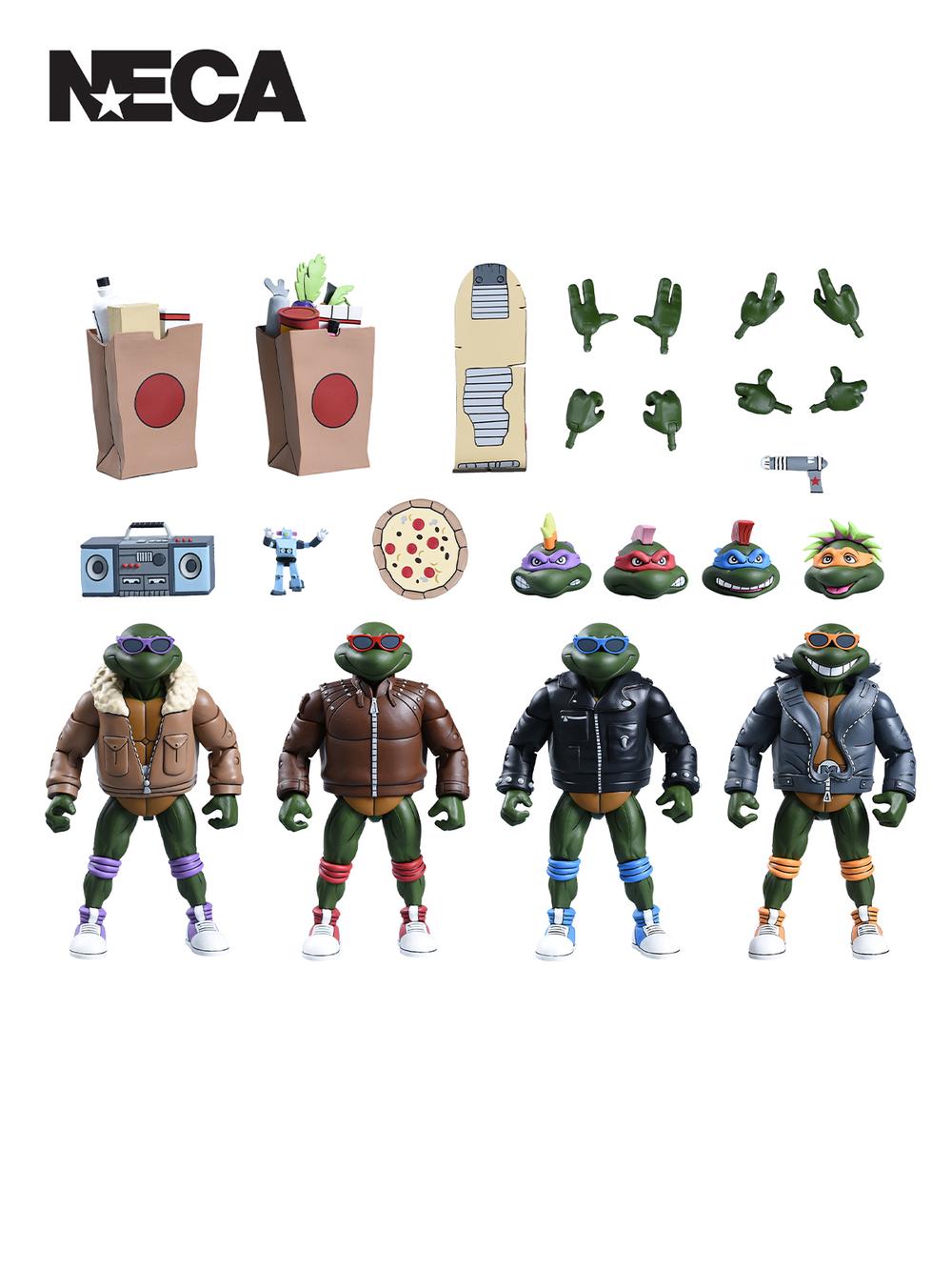 TMNT (Cartoon) Punk Turtles Action Figures, 4 Pack - 7 Inches, 0634482543818