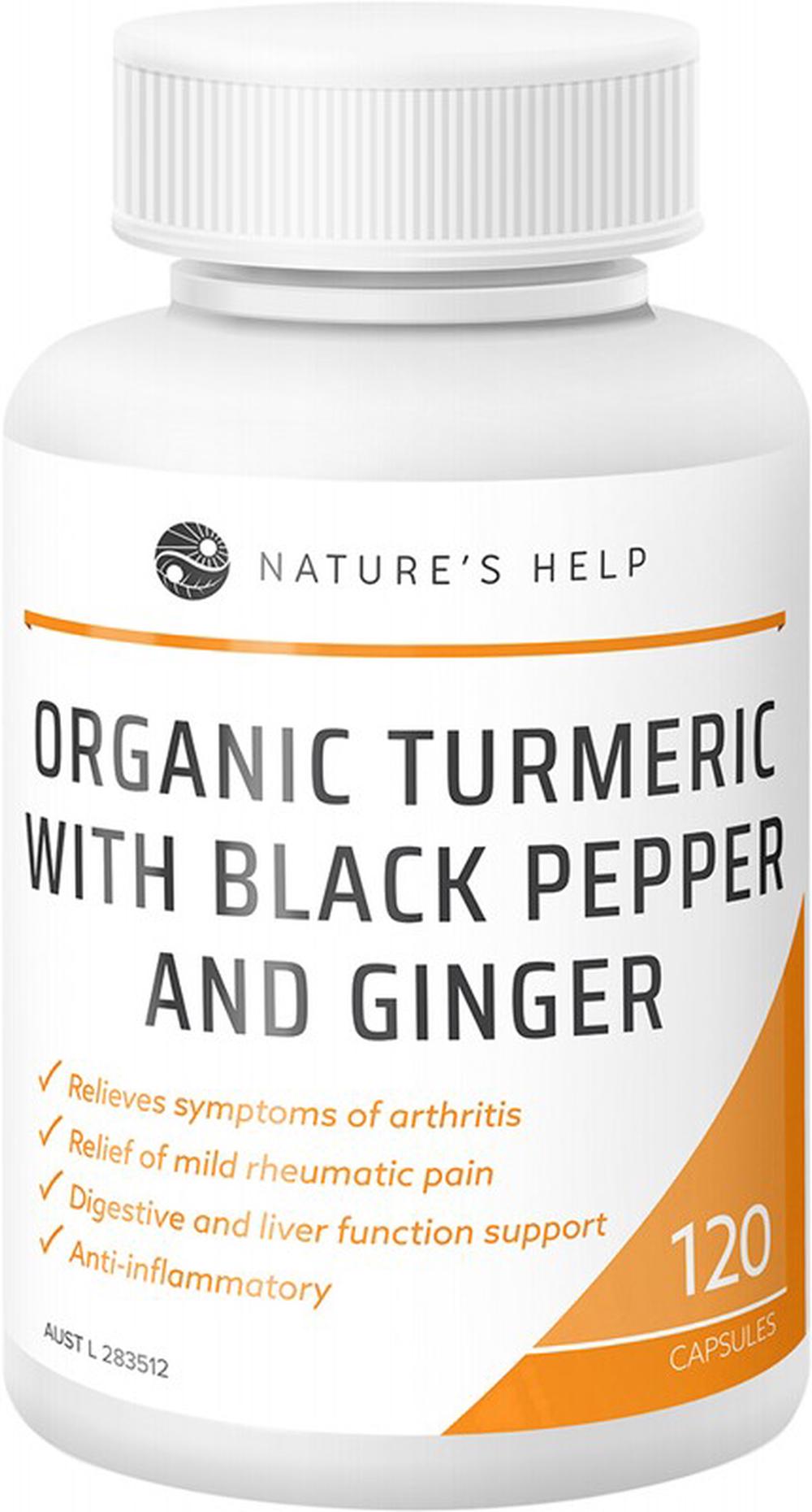 Organic Turmeric With Black Pepper & Ginger, 120 Capsules, 0638317949103