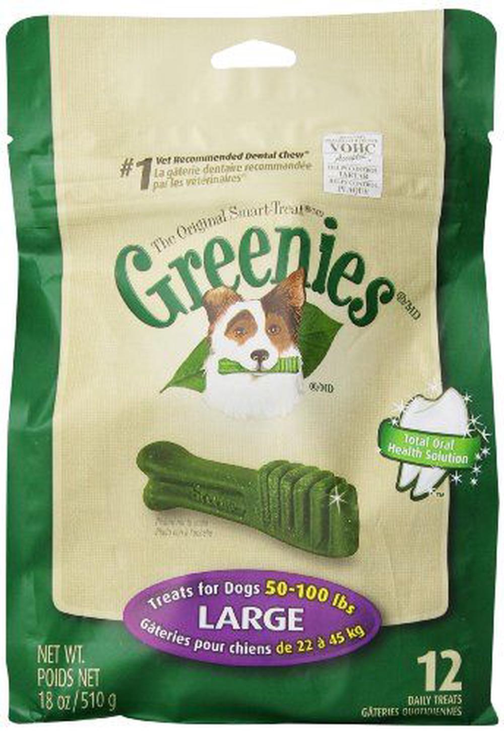 Greenies Original Canine Dental Chews - Large Size - Mega TREAT-PAK Package (532mL) - 12 Count, 0642863041112