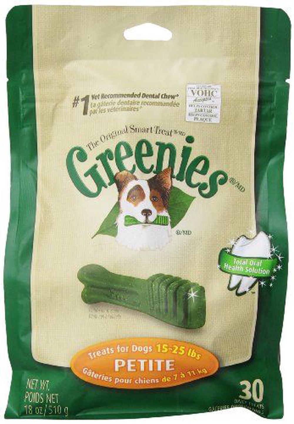 Greenies Original Canine Dental Chews - Petite Size - Mega TREAT-PAK Package (532mL) - 30 Count, 0642863041259