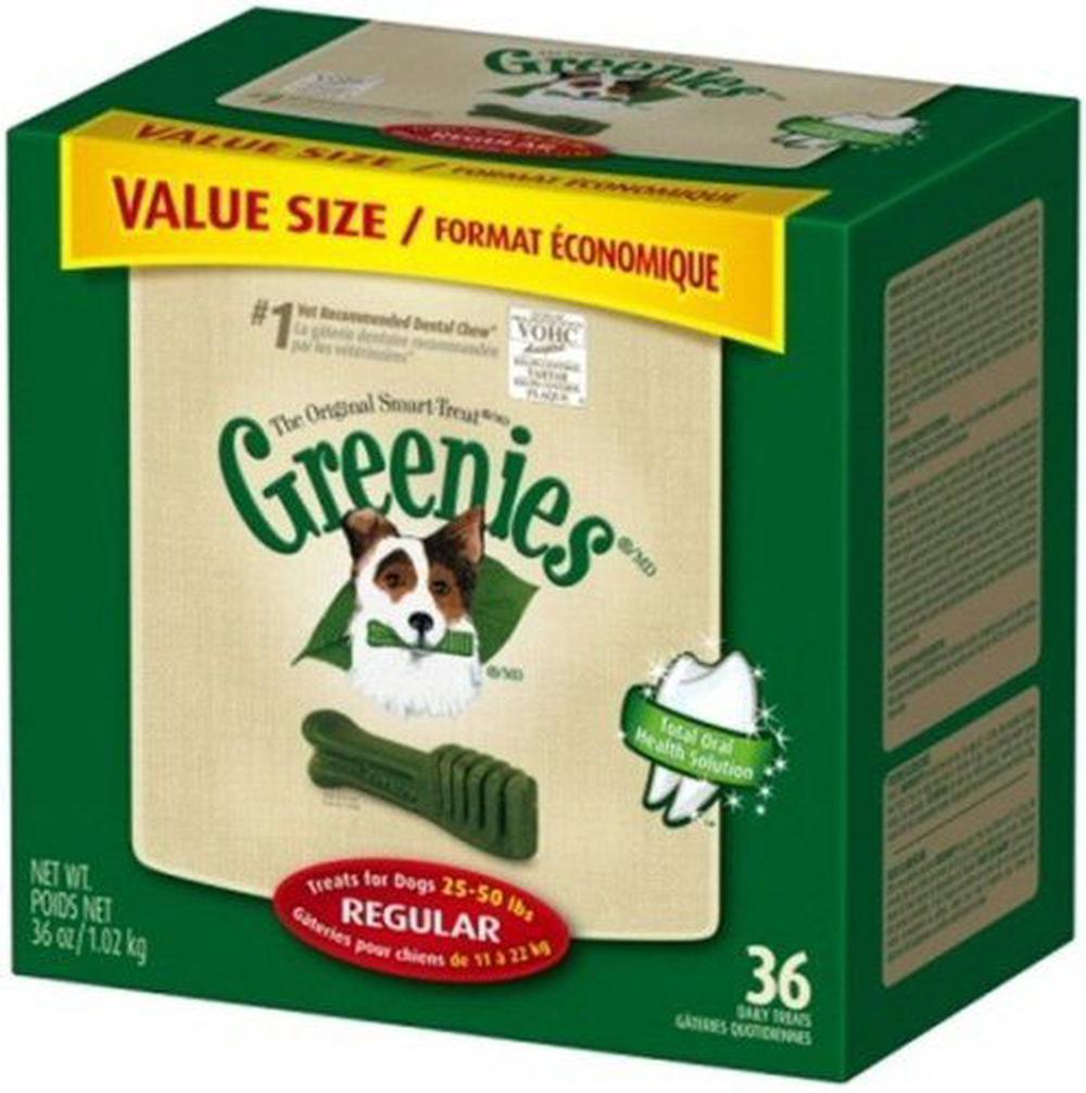 GREENIES Original Canine Dental Chews - Regular Size - Value Tub (1065ml.) - 36 Count, 0642863101045