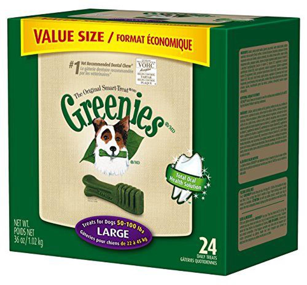 GREENIES Original Canine Dental Chews - Large Size - Value Tub (1065ml.) - 24 Count, 0642863101069