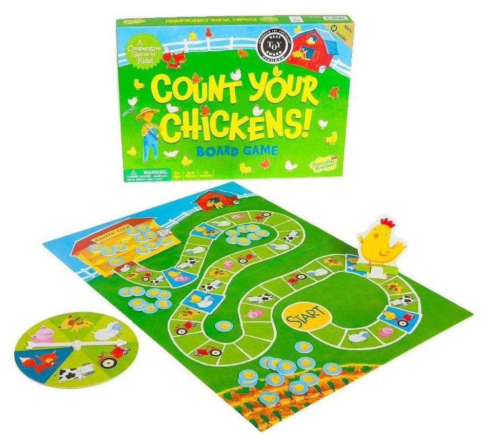 Peaceable Kingdom Count Your Chickens Counting Board Game for Kids for sale online 