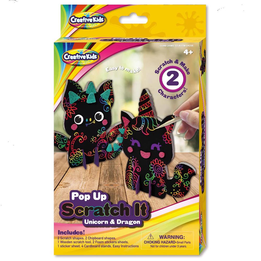 Creative Kids Pop Up Scratch It: Unicorn & Dragon, 0653899604790