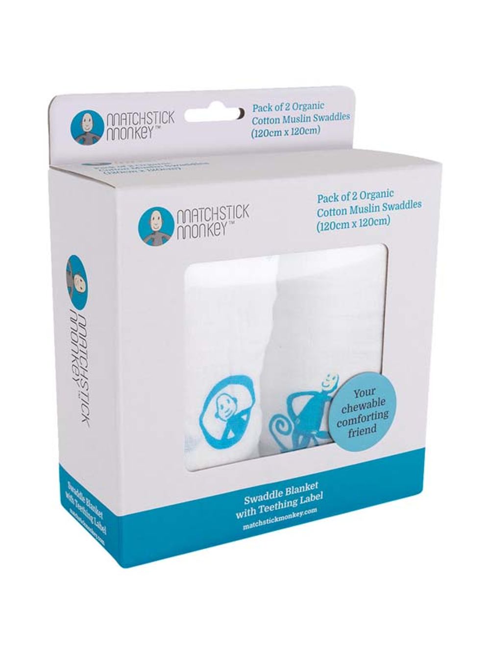 Matchstick Monkey Organic Cotton Muslin Swaddles, 2 Pack (Blue) by Matchstick Monkey - ISBN: 0659436669819