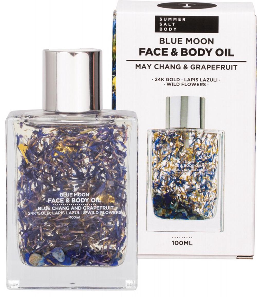 Face & Body Oil With 24k Gold (Blue Moon) - 100mL, 0669543626292