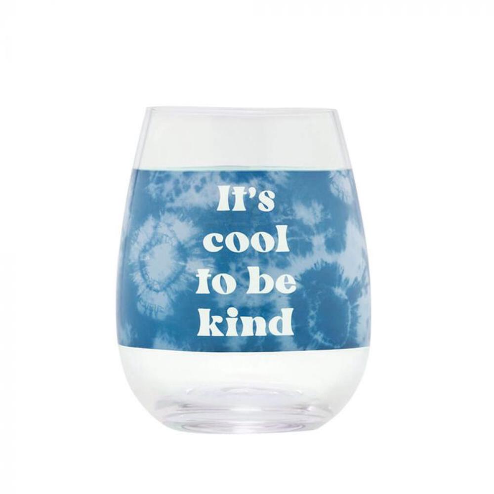 Blurred Cool To Be Kind Tie Dye Wine Glass, 0672649152251