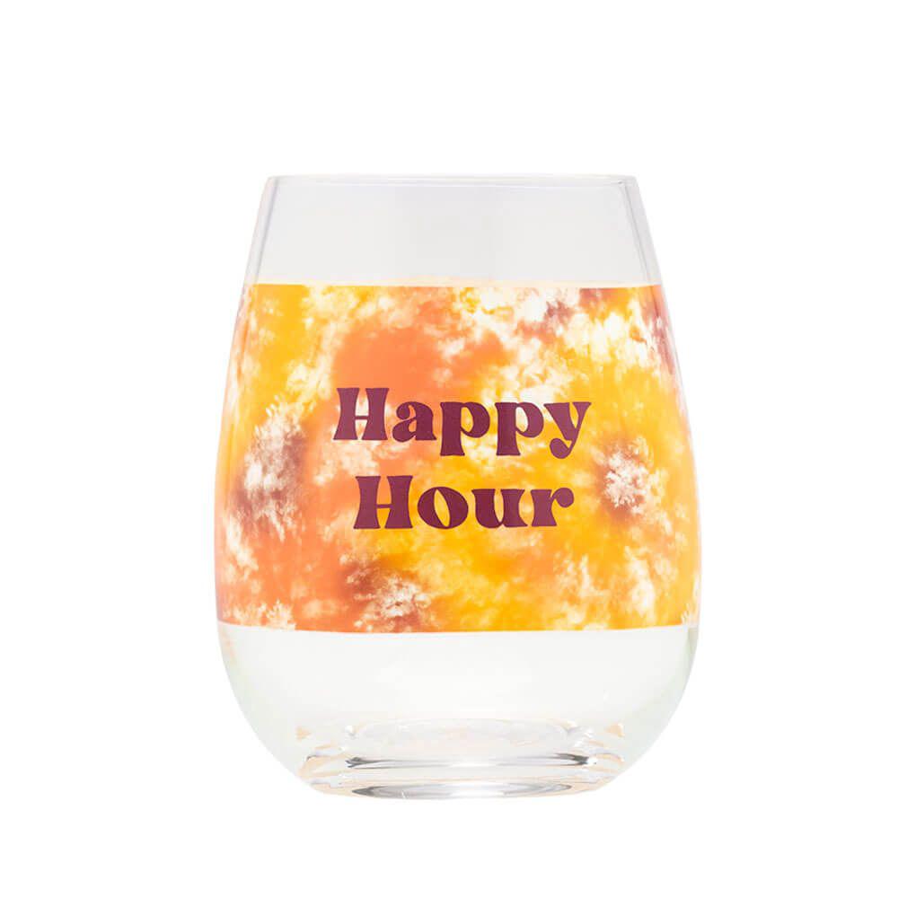 Blurred Happy Hour Tie Dye Wine Glass, 0672649152275