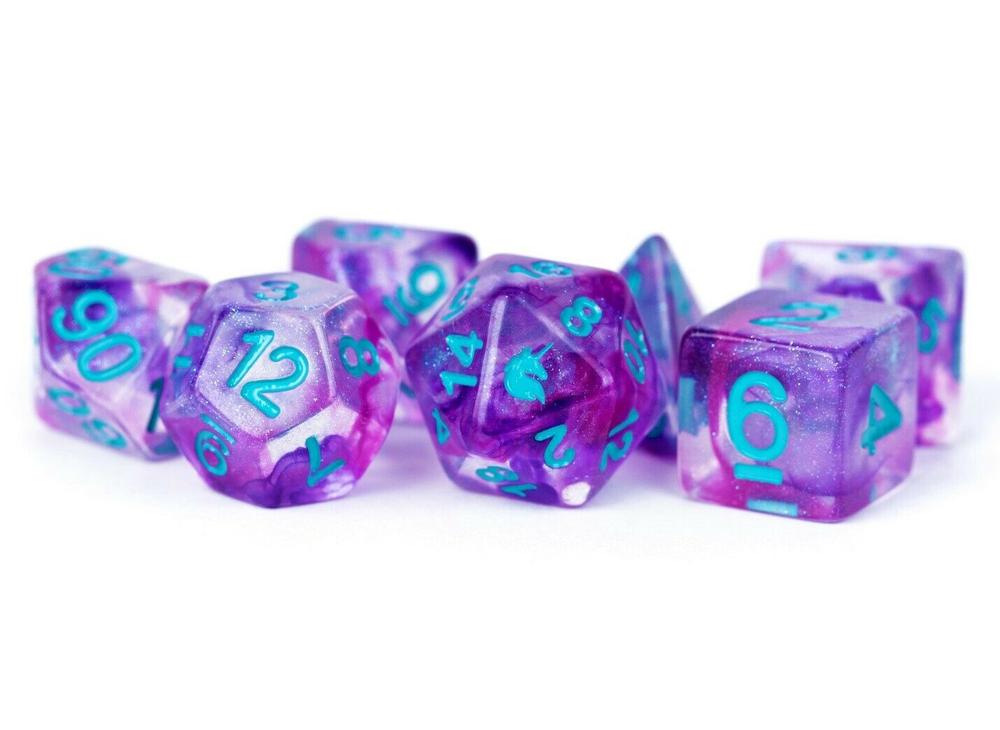 Unicorn Resin Polyhedral Dice Set (Violet Infusion), 0680599383359