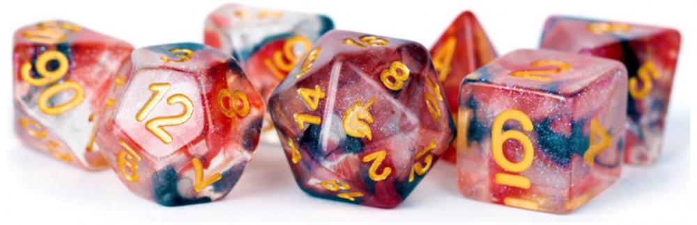 Unicorn Resin Polyhedral Dice Set (Phoenix Ash), 0680599383373