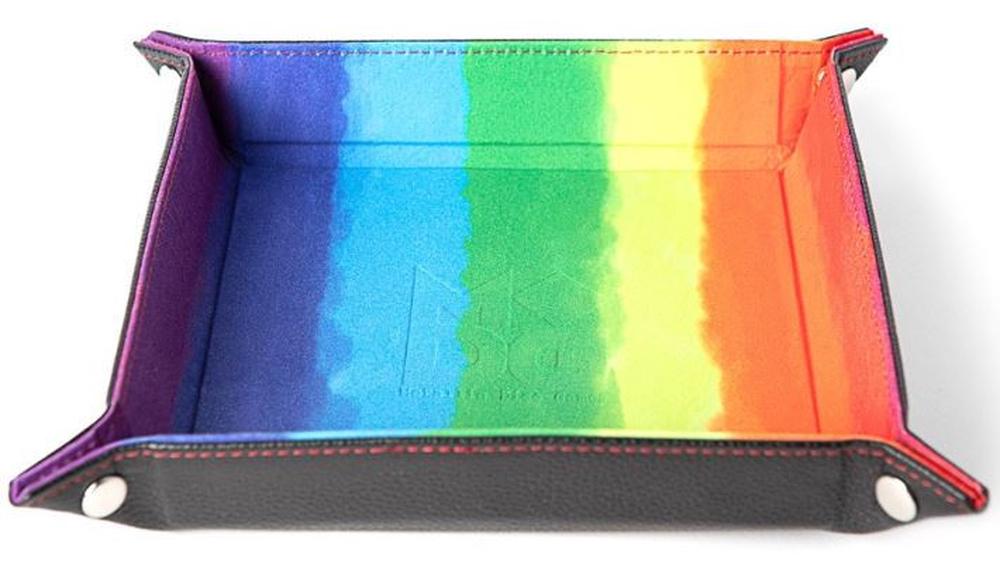 Velvet Folding Dice Tray (Watercolour Rainbox), 0680599383465