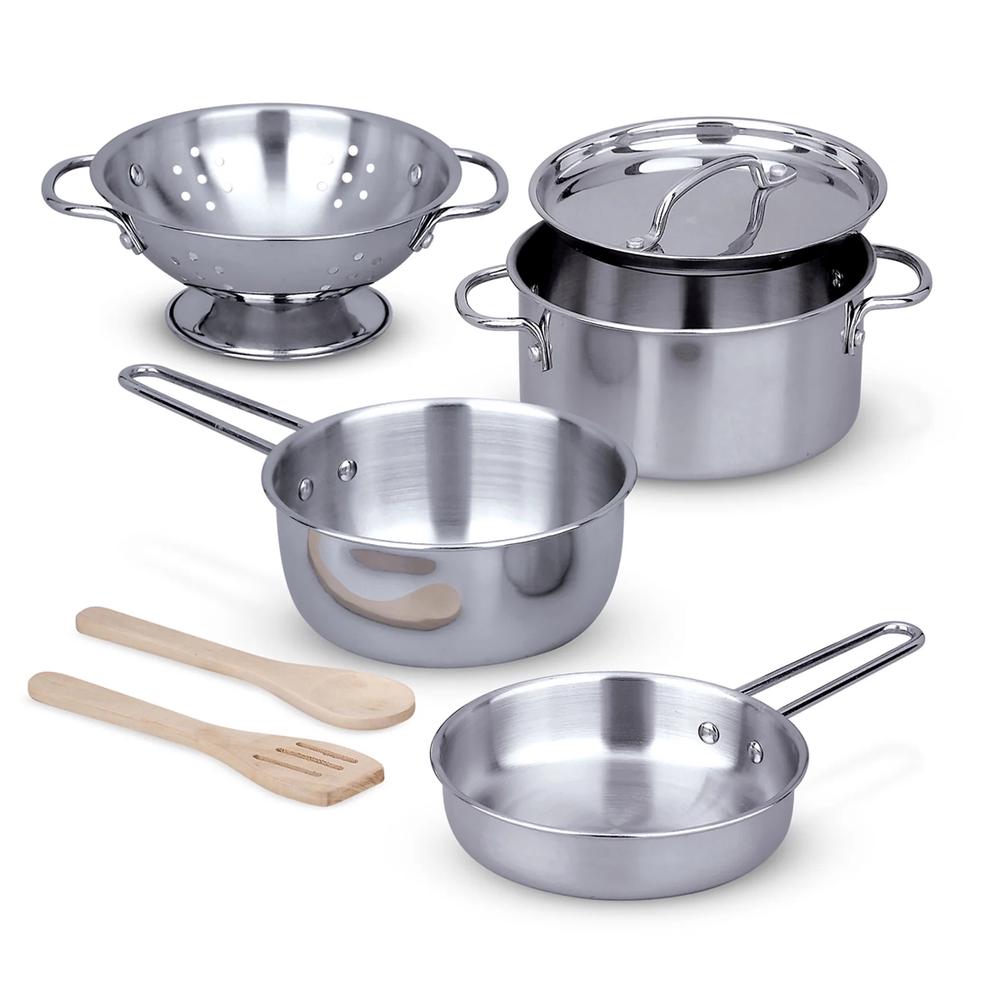 Melissa & Doug Stainless Steel Pots & Pans Set, 0681147000056