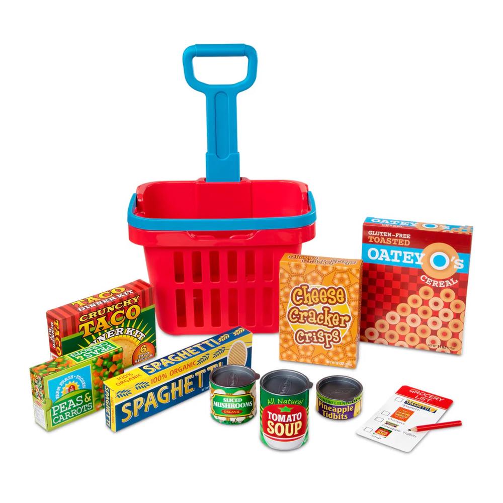 Melissa & Doug Fill & Roll Grocery Basket Play Set, 0681147000445