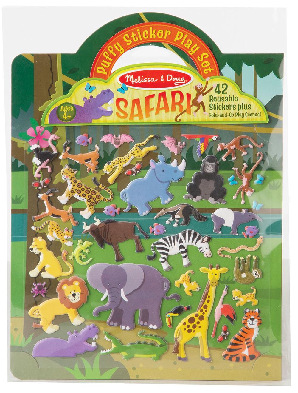 Melissa & Doug Reusable Safari Puffy Sticker Play Set, 0681147003651