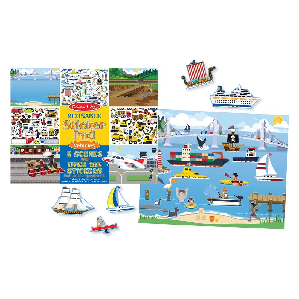 Melissa & Doug Reusable Sticker Pad - Vehicles, 0681147005259