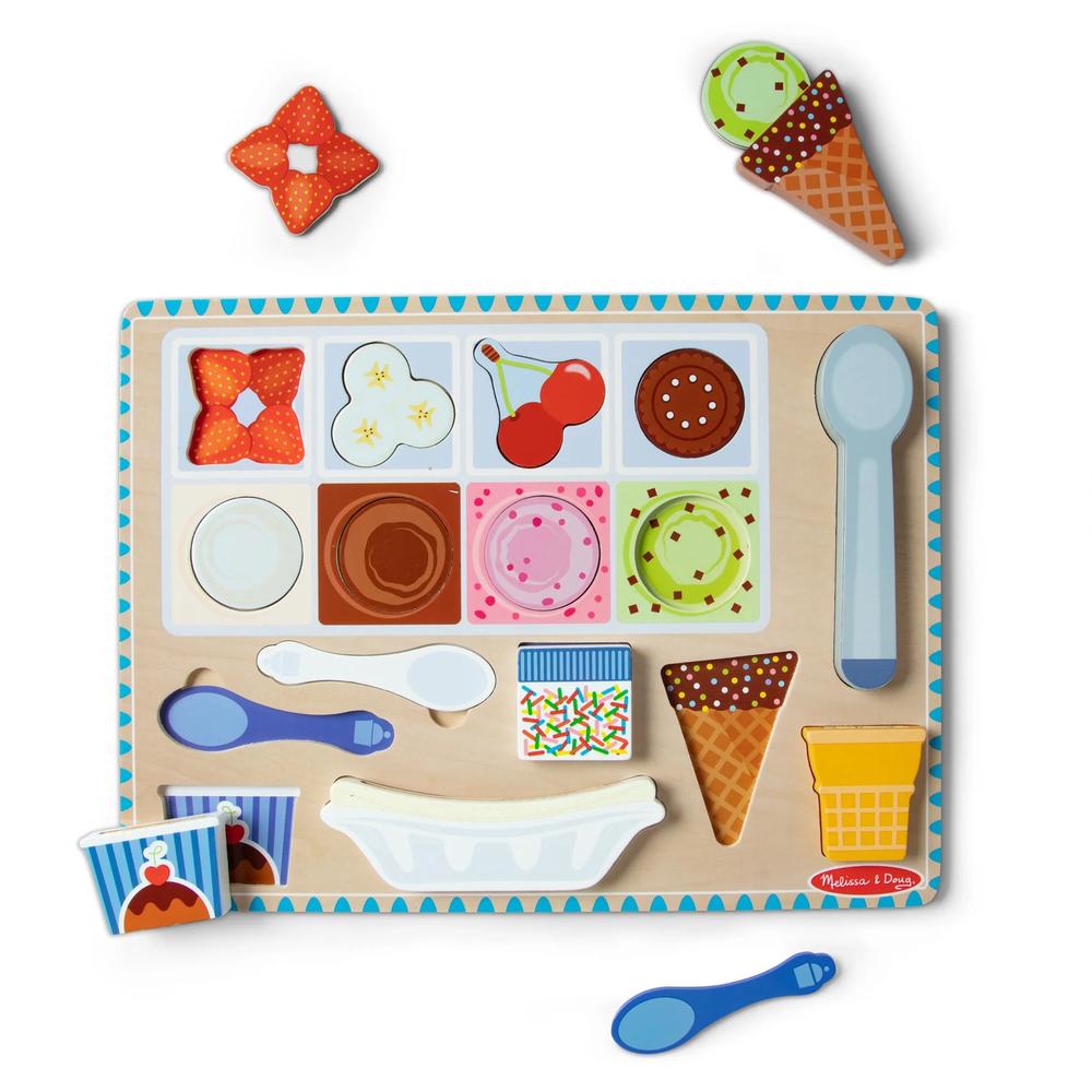 Melissa & Doug Wooden Ice Cream Magnetic Puzzle Play, 0681147005846