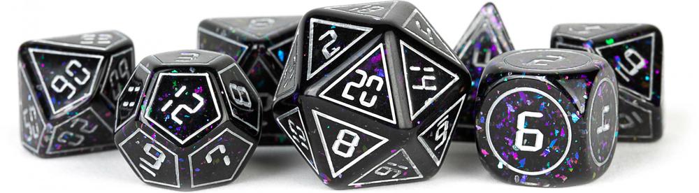 FanRoll by Metallic Dice Games MDG Resin 16mm Polyhedral Dice Set - Framed Void, 0687700231189