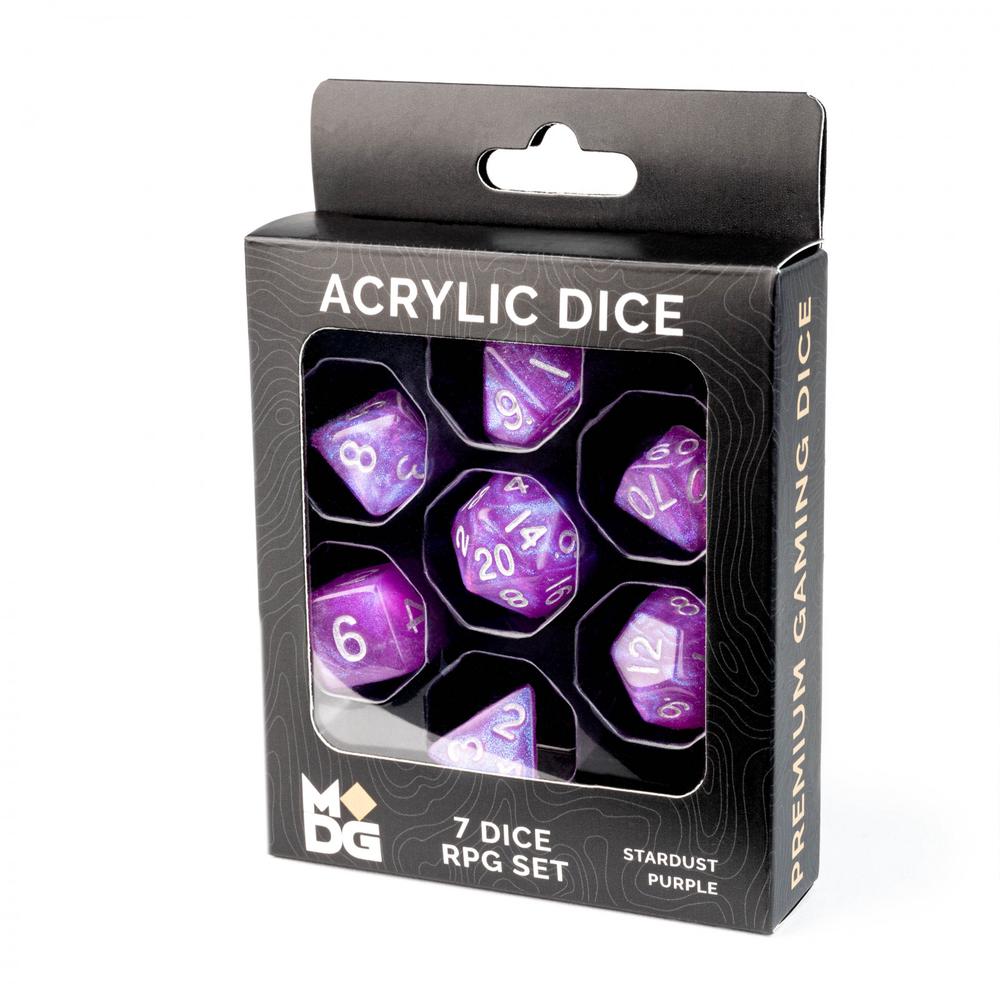 FanRoll by Metallic Dice Games MDG Stardust Purple 16mm Acrylic Dice Set, 0687700231523