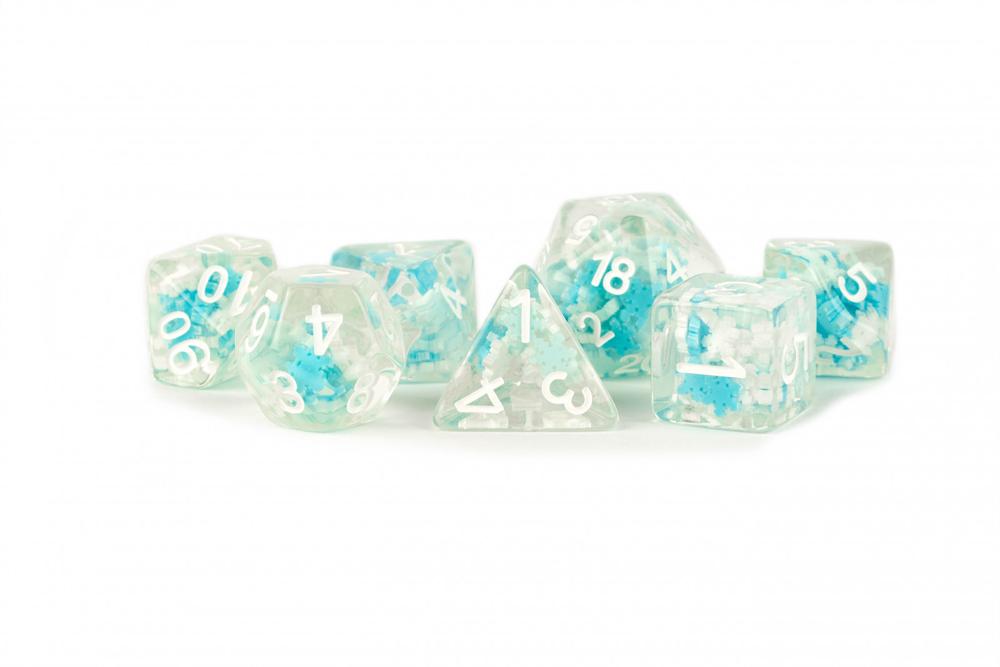 FanRoll by Metallic Dice Games MDG Resin 16mm Poly Dice Set - Snowflake Dice, 0687700231592