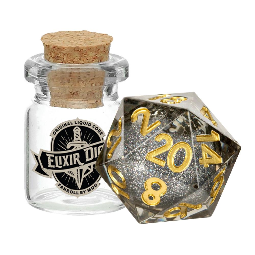 FanRoll by Metallic Dice Games MDG Individual d20 Elixir Liquid Core Dice: Vanishing Oil, 0687700232193