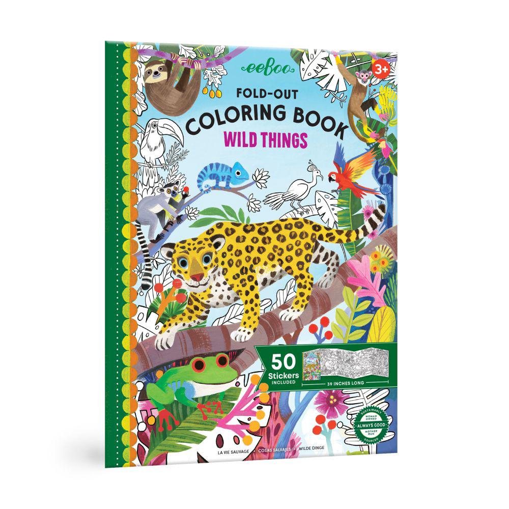 eeBoo Wild Things Fold-Out Coloring Book, 0689196521058