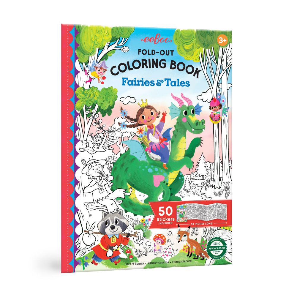 eeBoo Fairies and Tales Fold-Out Coloring Book, 0689196521072