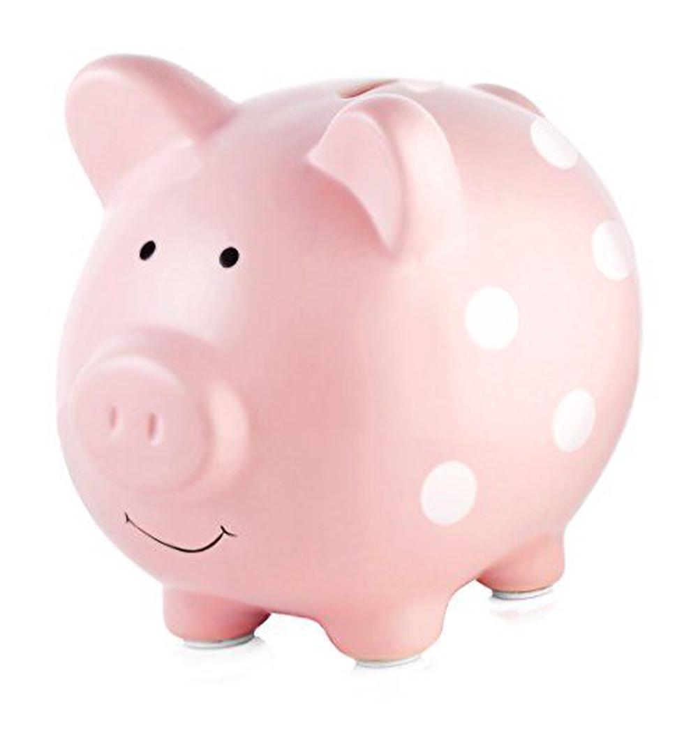 Pearhead Ceramic Piggy Bank, Pink Polka Dot | Buy online at The Nile