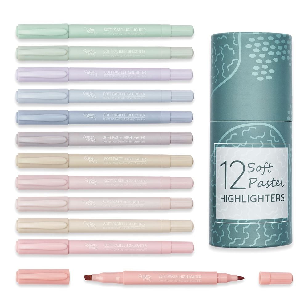 Oyster&Pop Pastel Dual Tip Highlighters, 12 Pack by Oyster&Pop - ISBN: 0703355419106