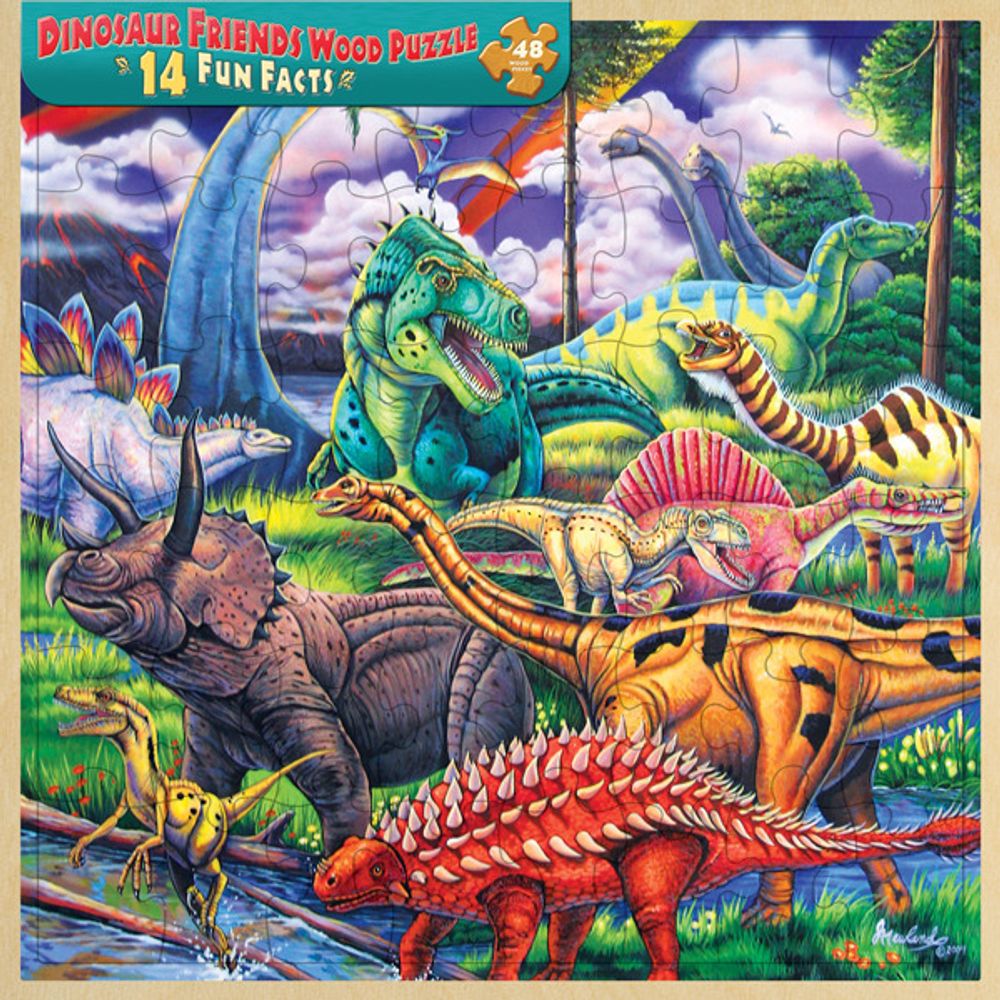 Masterpieces Dinosaur Friends Wood Fun Facts Puzzle, 48 Piece | Buy ...